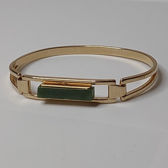 Vintage Avon Green And Gold Tone Bracelet - Picture 1 of 16